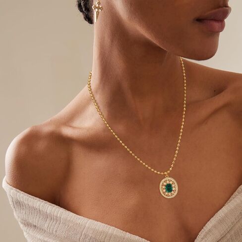 BENEIGE Layered Necklaces for Women 14K Gold Plated Emerald Necklace for Women Dainty Gold Necklace Stack Hypoallergenic Jewelry for Women in Kuwait