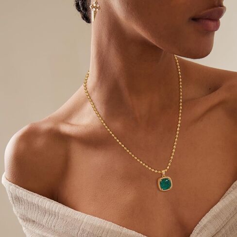BENEIGE Layered Necklaces for Women 14K Gold Plated Emerald Necklace for Women Dainty Gold Necklace Stack Hypoallergenic Jewelry for Women in Kuwait