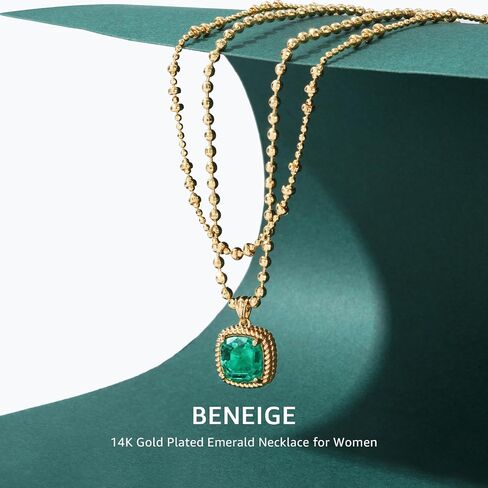 BENEIGE Layered Necklaces for Women 14K Gold Plated Emerald Necklace for Women Dainty Gold Necklace Stack Hypoallergenic Jewelry for Women in Kuwait