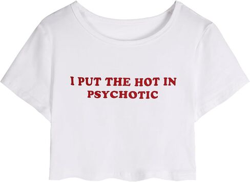 LovelyWholesale Women Graphic Crop Tops Letter Print Short Sleeve Tee Summer Sexy T Shirt in Saudi Arabia