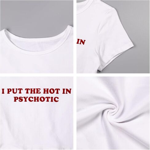 LovelyWholesale Women Graphic Crop Tops Letter Print Short Sleeve Tee Summer Sexy T Shirt in Saudi Arabia