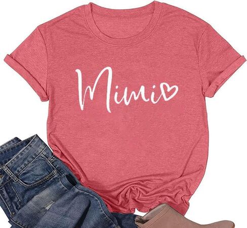 Grandma Shirt for Women in My Nana Era Letter Print Tshirt Mimi Gigi Casual Top Funny Crewneck Graphic Tee in Saudi Arabia