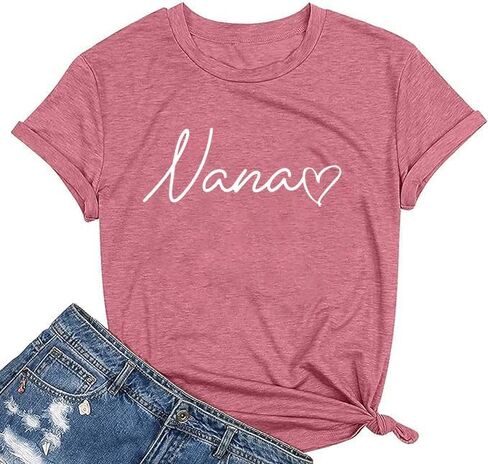 Grandma Shirt for Women in My Nana Era Letter Print Tshirt Mimi Gigi Casual Top Funny Crewneck Graphic Tee in Saudi Arabia