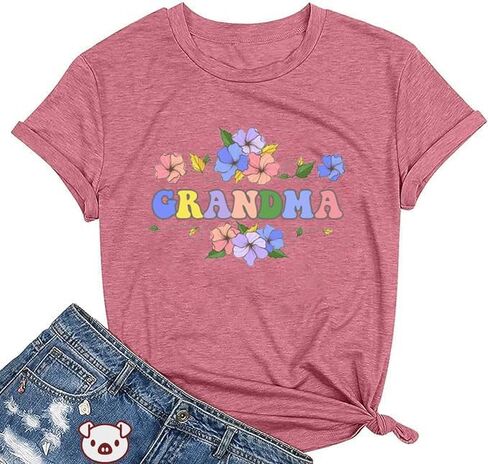 Grandma Shirt for Women in My Nana Era Letter Print Tshirt Mimi Gigi Casual Top Funny Crewneck Graphic Tee in Saudi Arabia
