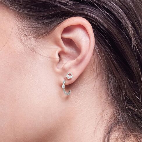 925 Sterling Silver Earring | Gold Hoop Earrings for Women Trendy | Aria Hoop Earrings with Lab Grown Diamond Accents | Hypoallergenic Jewelry | Gift for Women Men in Saudi Arabia