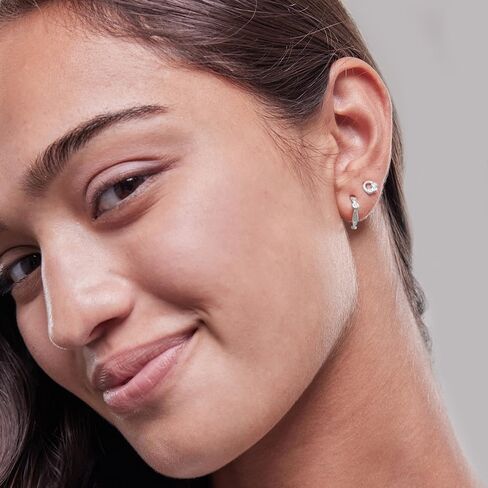 925 Sterling Silver Earring | Gold Hoop Earrings for Women Trendy | Aria Hoop Earrings with Lab Grown Diamond Accents | Hypoallergenic Jewelry | Gift for Women Men in Saudi Arabia