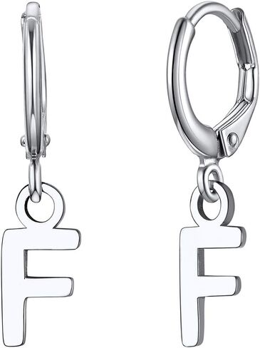 ChicSilver Initial Dangle Hoop Earrings for Women 925 Sterling Silver Personalized 26 Alphabet Letters Huggie Earrings (withh Gift Box) in Kuwait