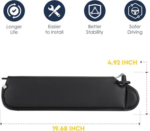 واقي من الشمس من جانب الراكب الأيمن بدون ضوء مناسب لسيارة Jeep Wrangler TJ 1997 1998 1999 2000 2001 2002، أسود in Kuwait