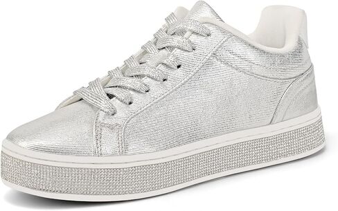 أحذية رياضية نسائية من GOSERCE مع بريق لامع من حجر الراين أحذية رياضية منصة أحذية تنس عصرية لطيفة مريحة كاجوال أنيقة لحفلات الزفاف والمشي والحفلات الموسيقية الخريف in Kuwait