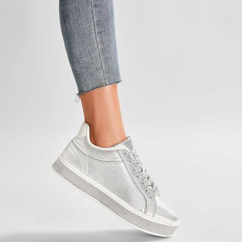 أحذية رياضية نسائية من GOSERCE مع بريق لامع من حجر الراين أحذية رياضية منصة أحذية تنس عصرية لطيفة مريحة كاجوال أنيقة لحفلات الزفاف والمشي والحفلات الموسيقية الخريف in Kuwait