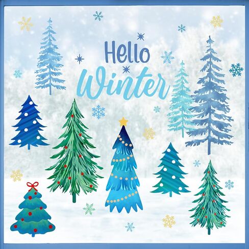 Mfault Hello Winter Beach رجل ثلج نافذة يتمسك 4 أوراق، ساحلية شجرة جوز الهند البطريق النورس ملصقات الشارات الزينة، هاواي الموسمية البحرية ندفة الثلج عيد الميلاد ديكور المنزل المطبخ in Saudi Arabia