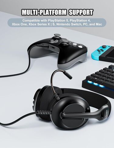 S30 Gaming Headset with Microphone,198g Lightweight Design, Noise Cancelling Mic, Soft Earmuffs, Wired Gaming Headphones for PS5, PS4, Xbox, Xbox Series X|S, Switch, PC (White) in Saudi Arabia