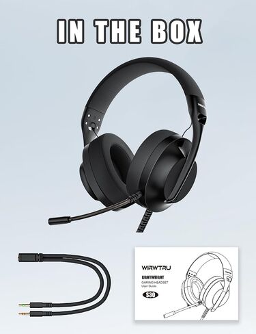 S30 Gaming Headset with Microphone,198g Lightweight Design, Noise Cancelling Mic, Soft Earmuffs, Wired Gaming Headphones for PS5, PS4, Xbox, Xbox Series X|S, Switch, PC (White) in Saudi Arabia