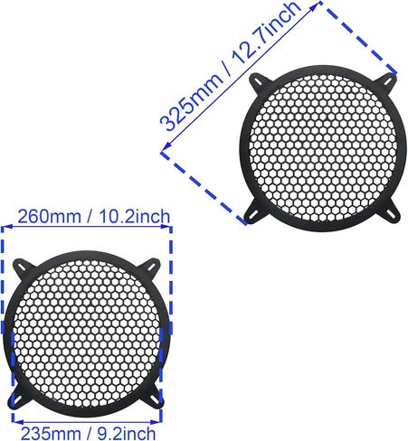 2pcs 10inch Speaker Grill Cover Subwoofer Speaker Waffle Grill Guard Protector Plastic Mesh Car Subwoofer Speaker Cover in Saudi Arabia