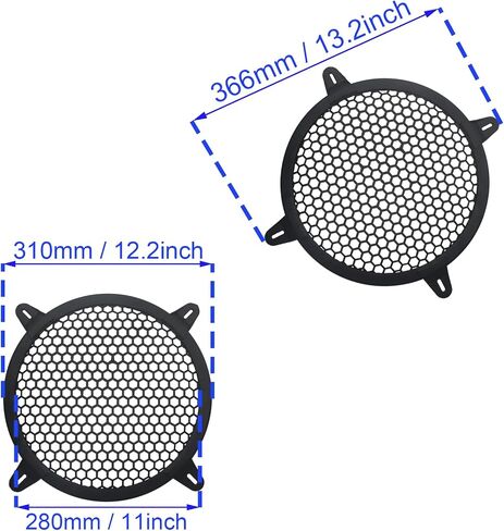 2pcs 10inch Speaker Grill Cover Subwoofer Speaker Waffle Grill Guard Protector Plastic Mesh Car Subwoofer Speaker Cover in Saudi Arabia