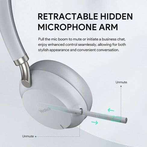 Yealink BH72 Lite UC Bluetooth Headset with Mic for Work, Wireless Headsets up to 35h Talking Battery Life, Retractable Mic-arm, Microsoft Teams Certified Headphone for PC and Mobile, USB-A (Gray) in Saudi Arabia
