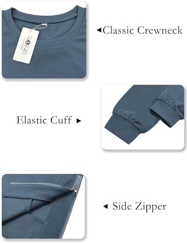 ROSRISS Plus-Size-Sweatshirts-for-Women Oversiezd Long Sleeve Shirts Dressy Crewneck Trendy Side Slit Zipper Pullover Tops in Kuwait