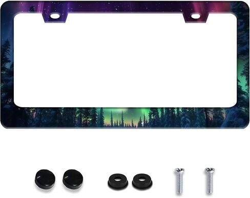 Personalized License Plate Frame Cat Flowers Stainless Steel Accessory Pet License Plate Holder Funny Car Decorative 2 Holes Screws Fits Us Standard License Plates 12.2 X 6.3 in for Men Women in Kuwait