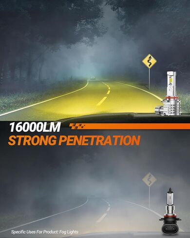 SEALIGHT H10 9140 9145 LED Fog Light Bulbs Yellow, 16000LM 9140 H10 LED Fog Lights, 1000% Super Brightness Fog Lights LED, 3000K Amber Fog Light Bulbs, Non-polarity, Pack of 2 in Saudi Arabia