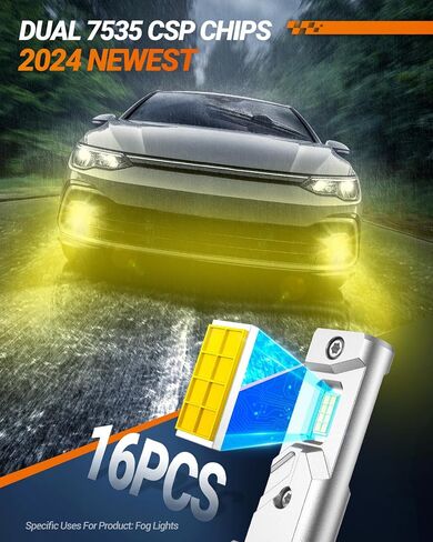 SEALIGHT H10 9140 9145 LED Fog Light Bulbs Yellow, 16000LM 9140 H10 LED Fog Lights, 1000% Super Brightness Fog Lights LED, 3000K Amber Fog Light Bulbs, Non-polarity, Pack of 2 in Saudi Arabia