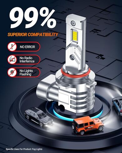 مصابيح ضباب SEALIGHT H10 9140 9145 LED باللون الأصفر، 16000LM 9140 H10 مصابيح ضباب LED، مصابيح ضباب فائقة السطوع 1000% LED، مصابيح ضباب كهرمانية 3000K، غير قطبية، حزمة من 2 in Kuwait