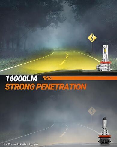 SEALIGHT H10 9140 9145 LED Fog Light Bulbs Yellow, 16000LM 9140 H10 LED Fog Lights, 1000% Super Brightness Fog Lights LED, 3000K Amber Fog Light Bulbs, Non-polarity, Pack of 2 in Saudi Arabia