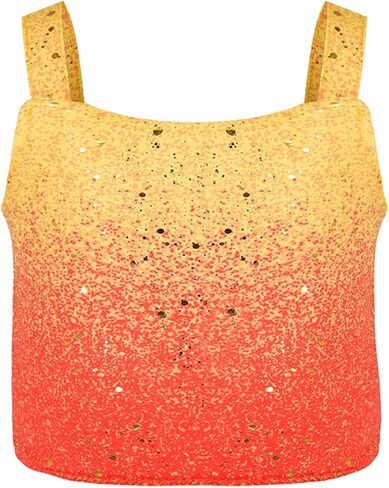 Girls Sparkly 2 Pieces Outfit Kids Crop Top and Skirt Set Music Party Costume Birthday Gift in Kuwait