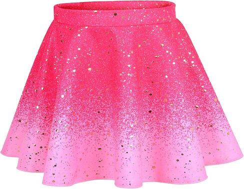 Girls Sparkly 2 Pieces Outfit Kids Crop Top and Skirt Set Music Party Costume Birthday Gift in Kuwait