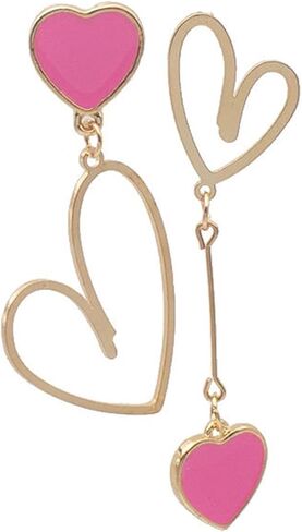 MALOYANVE Heart Asymmetrical Earrings for Women Cute Hollow Solid Love Hypoallergenic Stainless Steel Dangling Stud Earrings Valentine's Day Anniversary Jewelry Gifts in Kuwait