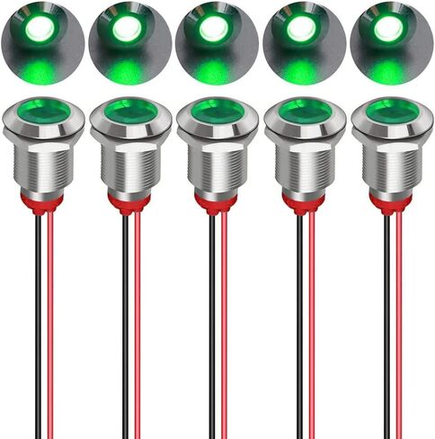 Tri-Color(Green&Red&Yellow) 12mm(1/2 inch) Energy Saving Indicator Light, 12mm 3 Color LED Light 12V/24V/ 20mA Panel Mount Light for Car Truck Boat Auto Part(Pack of 3) in Kuwait