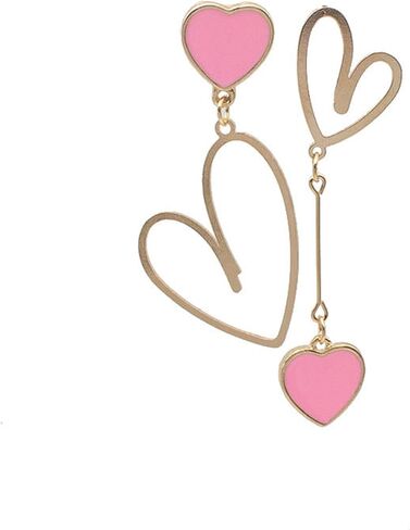 MALOYANVE Heart Asymmetrical Earrings for Women Cute Hollow Solid Love Hypoallergenic Stainless Steel Dangling Stud Earrings Valentine's Day Anniversary Jewelry Gifts in Kuwait