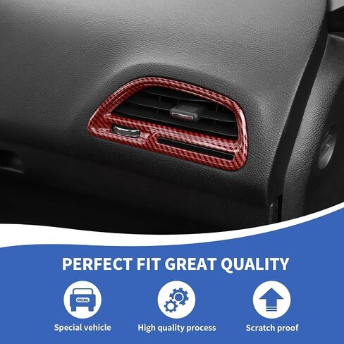 Air Conditioning Outlet Vent Trim, 4PCS Center Console Dash AC Vent Cover Compatible with Dodge Challenger 2015-2024, Red Carbon Fiber in Kuwait