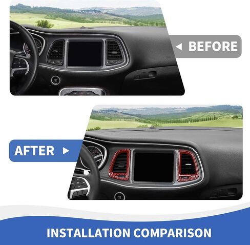 Air Conditioning Outlet Vent Trim, 4PCS Center Console Dash AC Vent Cover Compatible with Dodge Challenger 2015-2024, Red Carbon Fiber in Kuwait