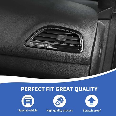 Air Conditioning Outlet Vent Trim, 4PCS Center Console Dash AC Vent Cover Compatible with Dodge Challenger 2015-2024, Red Carbon Fiber in Kuwait