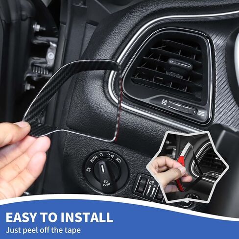 Air Conditioning Outlet Vent Trim, 4PCS Center Console Dash AC Vent Cover Compatible with Dodge Challenger 2015-2024, Red Carbon Fiber in Kuwait