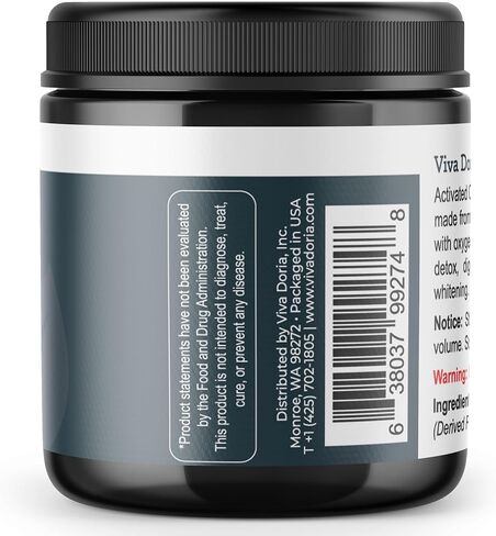 Viva Doria Activated Charcoal 520 mg, 120 Vegetable Capsules Highly Absorbent Helps Alleviate Gas & Bloating Supports Natural detoxification in Kuwait