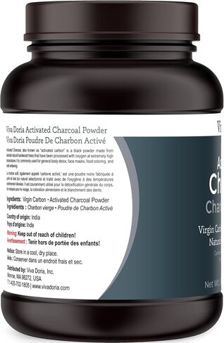 Viva Doria Activated Charcoal 520 mg, 120 Vegetable Capsules Highly Absorbent Helps Alleviate Gas & Bloating Supports Natural detoxification in Kuwait