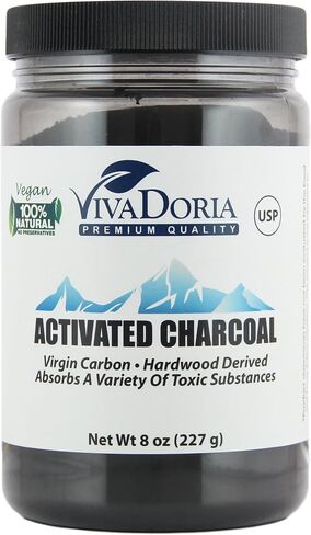 Viva Doria Activated Charcoal 520 mg, 120 Vegetable Capsules Highly Absorbent Helps Alleviate Gas & Bloating Supports Natural detoxification in Kuwait