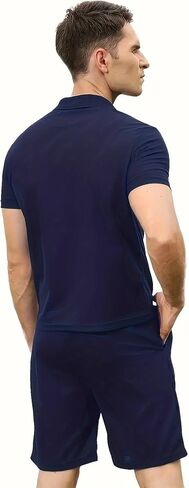 Men's Tracksuit 2 Piece Quarter Zip Sweatsuit Sets Short Sleeve Golf Polo Shirts Summer Shorts Loungewear in Kuwait
