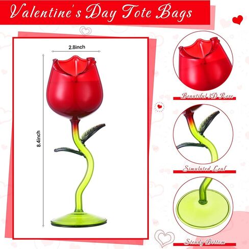 2 Pcs Valentine's Day Scented Candle Gift for Women Lavender Scented Rose Flower Wine Glasses Candle Soy Candles Gift for Valentine's Day Birthday Mother's Day(Red Rose,Green Color Leaf) in Kuwait