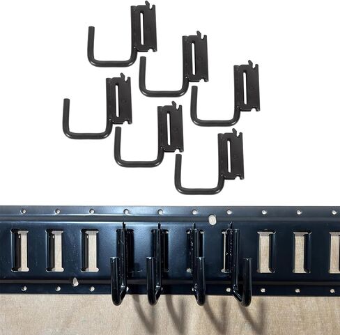 MOTO4U E-Track Steel J-Hooks، E Track X Track Steel متين وشديد التحمل E Track J هوك للمقطورة المغلقة، شاحنة البضائع، مقطورة نصف شاحنات، ورشة عمل ومرآب (6 عبوات) أسود in Kuwait