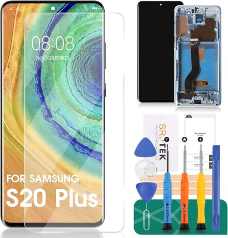 شاشة OLED بديلة لهاتف Samsung Galaxy S20 Plus 5g LCD لمجموعات إصلاح محول الأرقام Samsung G986 لأجزاء تجميع شاشة اللمس Samsung S20+/S20+ 5g مع إطار G985 (مع بصمة الإصبع) in Saudi Arabia
