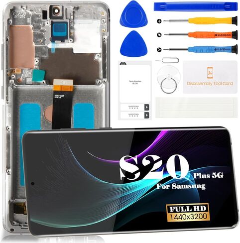 شاشة OLED بديلة لهاتف Samsung Galaxy S20 Plus 5g LCD لمجموعات إصلاح محول الأرقام Samsung G986 لأجزاء تجميع شاشة اللمس Samsung S20+/S20+ 5g مع إطار G985 (مع بصمة الإصبع) in Saudi Arabia