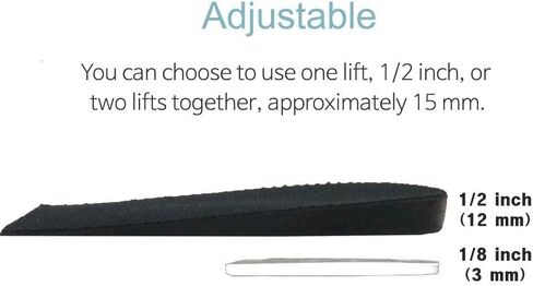 12mm(1/2 Inch) Limb Leg Length Discrepancies LLD Heel Inserts Insoles (2 Medium Lefts) Black in Kuwait