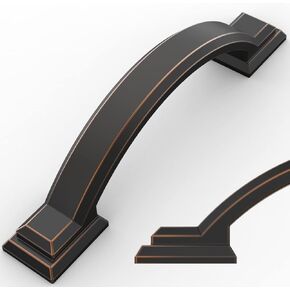 Amerdeco 10 Pack Oil Rubbed Bronze Cabinet Pulls 3 Inch(76mm) Hole Centers, Handles for Kitchen Cabinet Hardware, Arch Cabinet Handles for Bathroom Dresser Drawer Handles ZH0016…