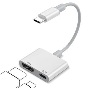 USB C to HDMI Digital AV Adapter 4k HD Video HDMI Sync Screen Connector Cable with 100W Charging Port Compatible with iPhone 16/ 15 Pro Max/Plus/15 iPad MacBook Android on HDTV/Projector/Monitor
