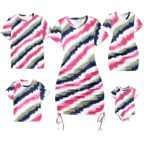PATPAT Matching Family Outfits Mom and Me Matching Outfits Short Sleeve Round Neck Midi Shirt Dress