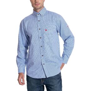 WORKWEYA Men's Button Down FR Shirts Long Sleeve 6.5oz Cotton Flame Resistant Work Shirt CAT2