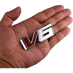 1pcs V6 Emblem 3D Badge Truck Nameplate Sticker Decal Replacement for 17-21 Canyon Colorado (ChromeRed)