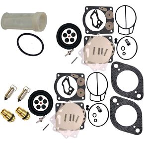 Venom Twin Carb Rebuild Kit w/Needle, Seats & Gaskets/For Sea-Doo (947-951 Engine ONLY), Fits 1998-2002 GSX GTX LRV RX RXX XP/LTD Free Water Separator Fuel Filter & O-Ring